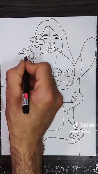 let's draw Lilo and stitch . . . #draw #drawings #drawingtutorial #drawingprocess #drawingchallenge #drawingforbeginners #artistoftiktok #usatiktok🇺🇸 #liloandstitch