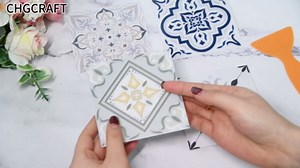 CHGCRAFT 36Pcs 12Styles Peel and Stick Backsplash Tile Stickers Retro Yellow Mandala Tile Decals Waterproof Self-Adhesive Square Wall Decals for Kitchen Bathroom Decoration, 4x4Inch