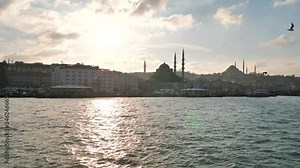 View of Bosphorus Strait in Istanbul, Turkey. Bosphorus strait separates the European part from the Asian part of Istanbul.