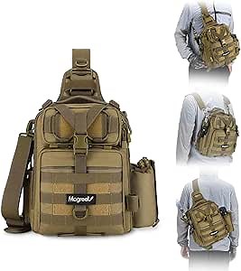 Gonex Fishing Tackle Backpack Storage Sling Bag- Fishing Backpack with 3600 Tackle Box, Removable Shoulder Strap, Rod Holder for Fly Fishing Hiking Hunting Men Women