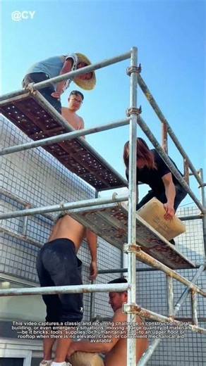 The Human Ladder: How to Move Anything Upstairs Without a Crane 🌾 #ConstructionLife