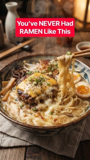 This burger RAMEN is insane 🔥🍔🍜 | #shorts #cooking #food