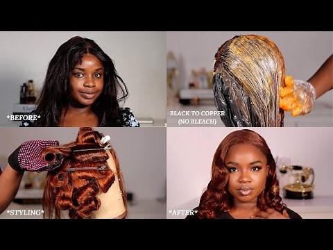 HOW TO: BLACK WIG TO COPPER NO BLEACH| Revamp,Style + Install | WIG TRANSFORMATION