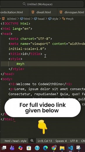 id in html #html #coding #htmlforbeginners