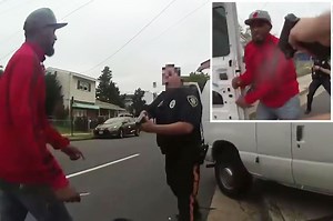 Knife-wielding man catches cops off guard during a hit-and-run