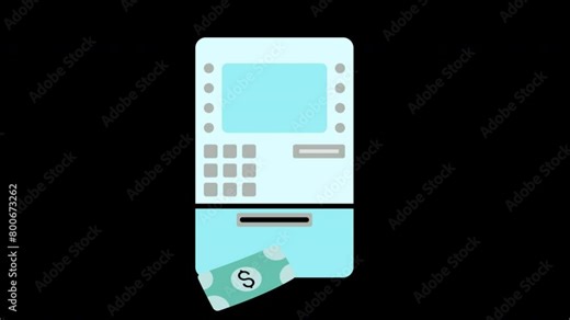 atm machine animation with looping , 4k resolution, and Alpha Channel