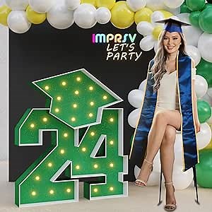 Graduation Decorations 2024 Green Numbers: 3FT Graduation Decorations Class of 2024 - Large Marquee Numbers 24 for Kindergarten Preschool High School