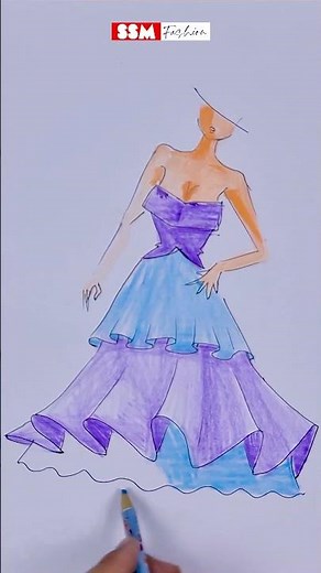 Stunning Layered Dress Fashion Illustration Tutorial | SSM Fashion