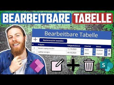 Bearbeitbare Tabelle (wie in Excel) in App einfügen | Power Apps