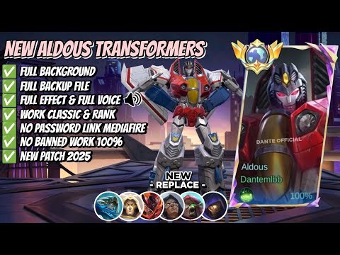 NEW Script Skin Aldous Transformers - Starscream No Password | Full Effect Voice | Patch Terbaru