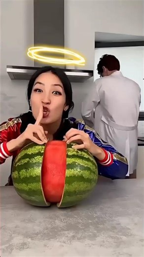 Will this woman be able to break the big watermelon or not? #shorts