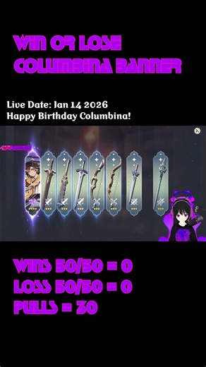 Happy Birthday Columbina! Pull Win or Lose 50/50 #columbina #banner