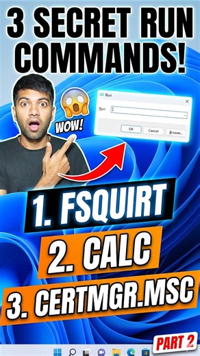 3 Secret Windows Run Commands You Must Know! 🔥 Part 2 #shorts