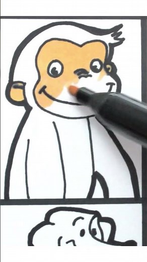 🔴🔴 Drawing And Coloring Curious George and his Friends 🐵😽👨‍🍳🐩 #drawing #ColoringCurious #shorts
