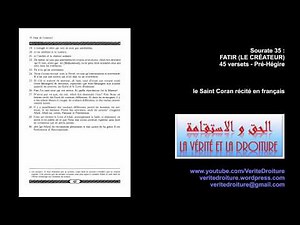 Sourate 35 : FATIR (LE CRÉATEUR) Coran récité français seulement- mp3 audio- www.veritedroiture.fr