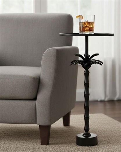 Handmade Aluminium Palm Tree Side Table – Black Living Room Accent Table - Etsy