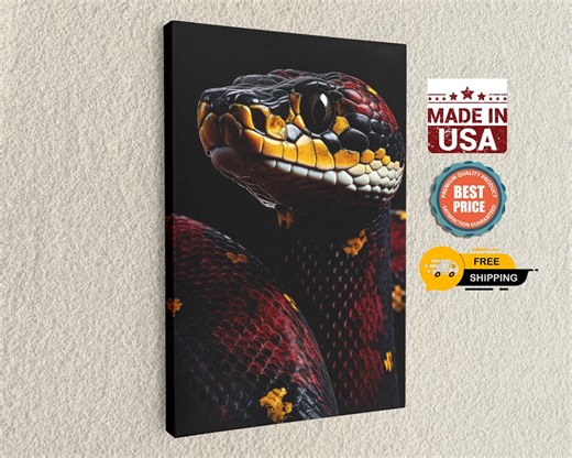 Red Python Wall Art, Black Snake Reptile Canvas Print - Modern Animal Home Decor, Macro Serpent Poster, Exotic Pet Portrait - Etsy