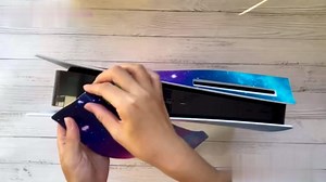 Ps5 Stickers Full Body Vinyl Skin Decal Cover for PlayStation 5 Digital Edition Console Controllers (CD Version, Blue Lightning)