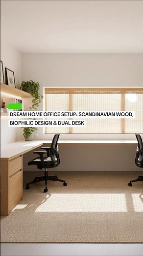 Dream Home Office Setup: Scandinavian Wood, Biophilic Design & Dual Desk