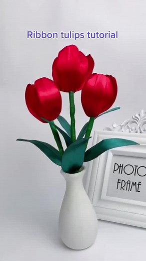 Handmade DIY Ribbon Tulips Flower Craft Tutorial