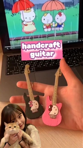 Cutest Hello Kitty guitar makeover 💗🎸 DIY craft idea#diy#hellokitty#craft#pinterest#shorts #guitar