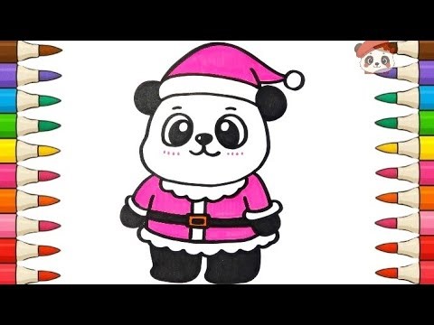 Teach how to draw and color a Christmas panda.