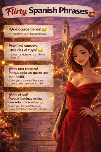 Flirty Spanish Phrases That Actually Work 😏🇪🇸 #learnspanish #spanishphrases #flirty #easyspanish