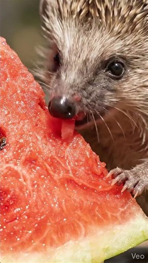 This tiny baby hedgehog eating a giant watermelon is the cutest thing you'll see today!🦔🍉
