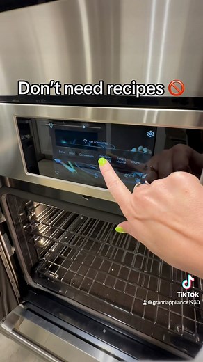 Monogram Appliances showing off with their gorgeous French Door wall oven.  Open both doors with 1 hand  No need for recipes with “Precision Cook” modes  ADA compliant  Let your oven work for you! | Grand Appliance and TV | Facebook