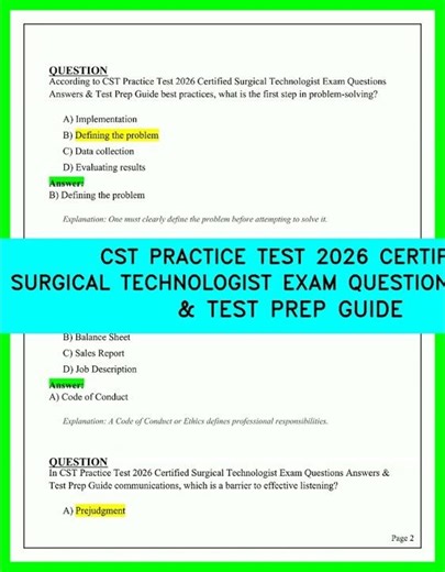 CST PRACTICE TEST 2026 CERTIFIED SURGICAL TECHNOLOGIST EXAM QUESTIONS ANSWERS & TEST PREP GUIDE