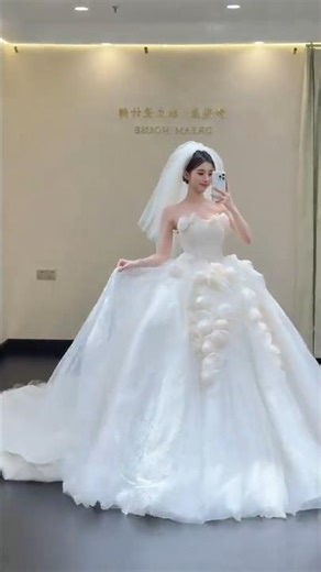 Elegant Bride in Dreamy White Wedding Gown 👰✨