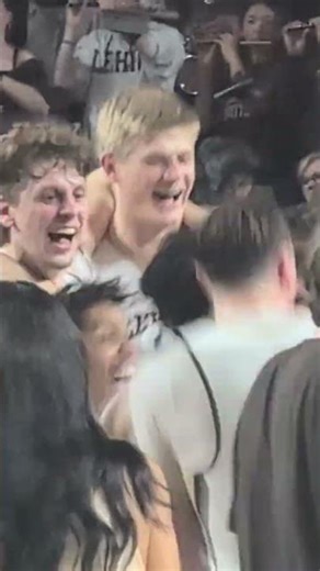 Celebrate!! Lehigh players storm the court as they win Patriot League Title!!