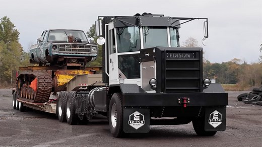 Watch a Diesel-Electric Edison Semi Truck Drag a WWII Tank Like It's Nothing