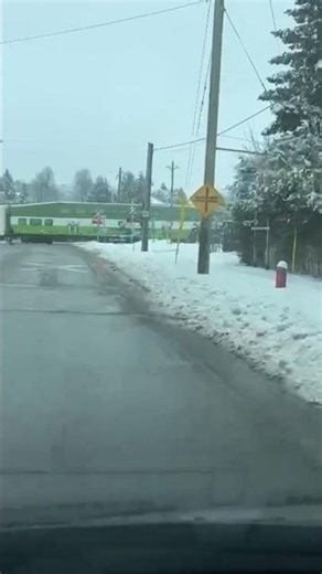 Go Train crossing During snowy wintry Weather #gotrain #snow #winterwonderland
