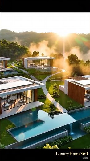 🏡 Panoramic Drone Flyover of Modern Luxury Villas | Morning Mist & Infinity Pools | LuxuryHome360