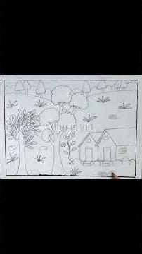 Nature drawing 🌄 simple nature drawing for beginners 🌳#drawing #nature #art
