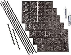 FASÄDE Traditional Style/Pattern 1 Decorative Vinyl Backsplash 15 sq ft Kit in Smoked Pewter