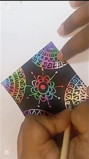 How to doodle Rainbow Scratch Art | Satisfying Mandala Fan Design#relaxingart #Shorts#wenkaart