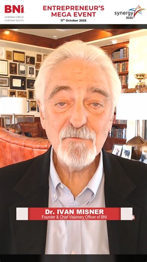 A special thanks to Dr. Ivan Misner, Founder of BNI, for his valuable insights and encouragement for BNI Synergy 2025 & BNI CBDB South.✨ Your guidance fuels our journey to connect 🤝, collaborate, and grow 📈 #BNIChennaiCBDB #bnisynergy2025 #BNIFamily #BusinessGrowth #BusinessNetworking #chennai #chennaitradecentre #TradeCentre #IvanMisner | BNI Chennai CBD B