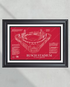 St. Louis Cardinals Busch Stadium Ballpark Blueprint Baseball Wall Art - Etsy