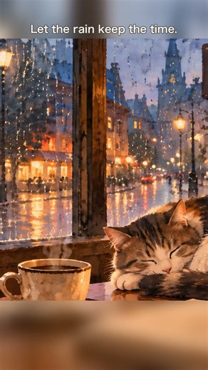Rainy Cafe Evening 🐱 Cozy Cat Jazz