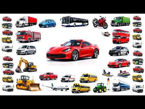 Vehicle Names | Learn 35 Vehicle Names in English with sounds | Mode of Transport for kids