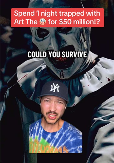 Could you survive being trapped with Art The Clown for $50 million!? #ArtTheClown #arttheclownterrifier #Terrifier #HorrorTikTok
