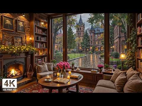 Peaceful February Rainy Coffee Shop ☕ Smooth Jazz Piano & Fireplace Ambience for Calm Study Nights
