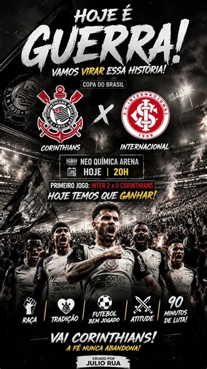🔥 HOJE É GUERRA! Corinthians x Internacional AO VIVO | Copa do Brasil 2026 🖤🤍
