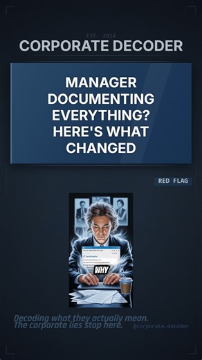 ✅ Corporate Decoder | ✅ HR Translation | ✅ Workplace Red Flags | ✅ Performance Management | ✅ Career Advice Manager Suddenly Documenting Everything? Here's Why Manager suddenly documenting everything? It's not performance management; it's evidence collection. #CorporateDecoder #WorkTok #CareerAdvice #WorkTips #OfficeLife corporate decoder,HR translation,workplace red flags,toxic workplace signs,job interview red flags,salary negotiation,career advice,performance management,documentation trail,em