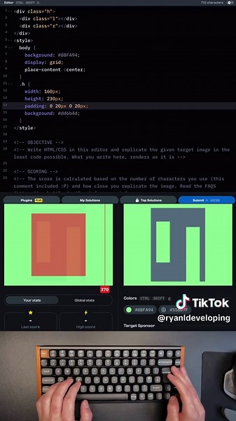 CSS Battle Daily Target 16th March Full Video on YouTube link in bio Keyboard ASMR Coding #coding #asmr #cssbattle #keychronk2 #webdev