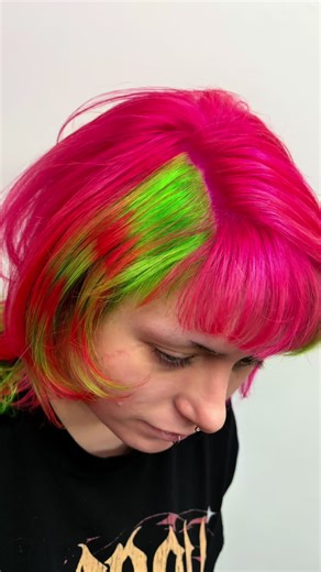 Neon Sour Dragon Fruit Hair Color Transformation