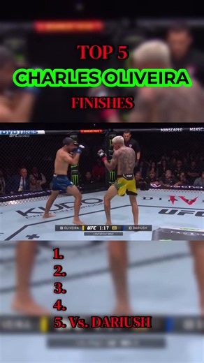 ☠️ Top 5 Charles Oliveira Finishes 🔥🥶 The King of Submissions always delivers! Who had the coldest finish? 👑💀 #CharlesOliveira #UFC #MMA #Top5 #UFCFinishes