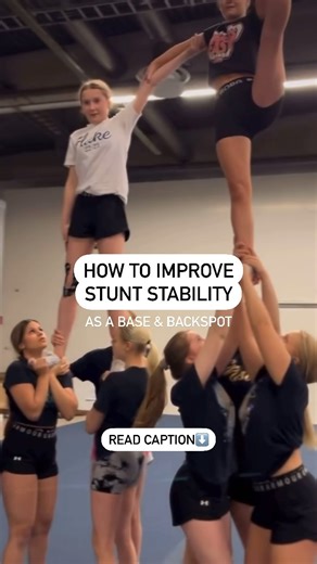 Deryn | THE CHEER KIN | 4 ways to improve stunt stability as a base or backspot👇 ⬆️ REACH WITH YOUR SHOULDERS In extended stunts, extend and reach your shoulders... | Instagram